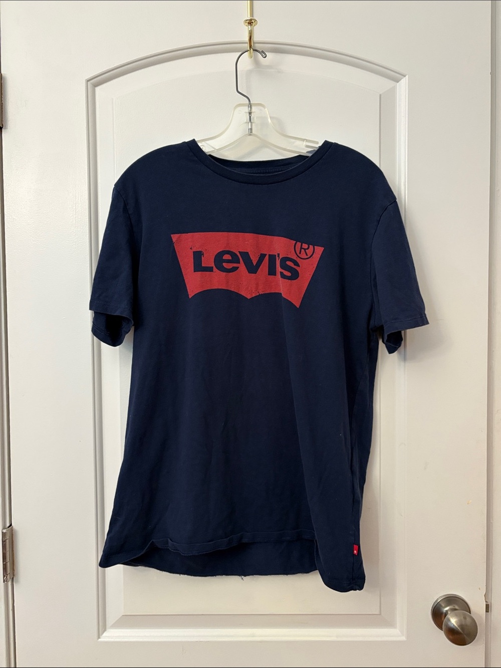 Levi's Navy Short Sleeve Tee with Red Batwing Logo